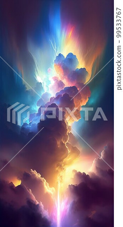 意想不到的五顏六色的雲彩天空極光 99533767