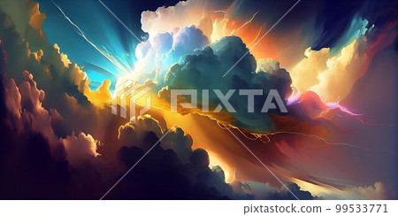 意想不到的五顏六色的雲彩天空極光 99533771