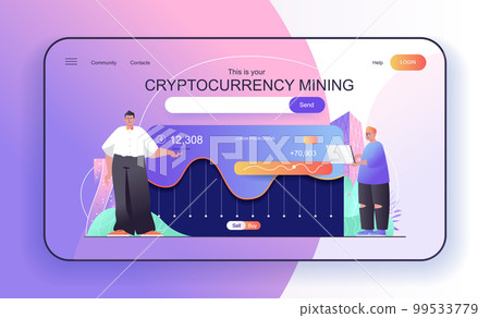 This is your Cryptocurrency Mining concept for landing page. People make digital money, crypto business and bitcoin mining web banner template. Vector illustration in flat cartoon design for web page This is your Cryptocurrency Mining concept for landing page. People make digital money, crypto business and bitcoin mining web banner template. Vector illustration in flat cartoon design for web page 99533779