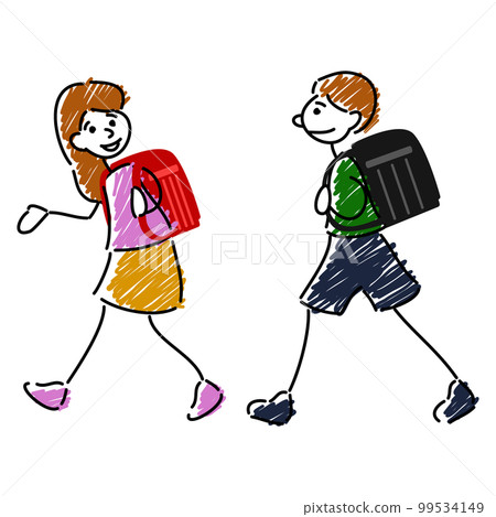 男女小學生上下學圖解 99534149