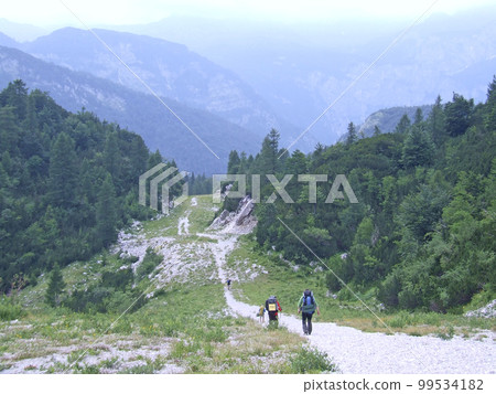 tourists travel in the mountains. hiking in the mountains. People traveling tourists travel in the mountains. hiking in the mountains. People traveling 99534182