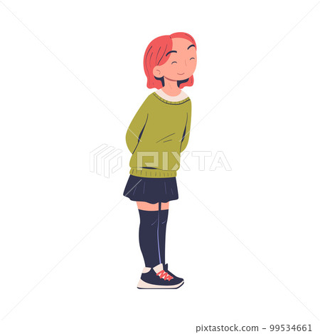 Teenage schoolgirl in casual outfit cartoon vector illustration Teenage schoolgirl in casual outfit cartoon vector illustration 99534661