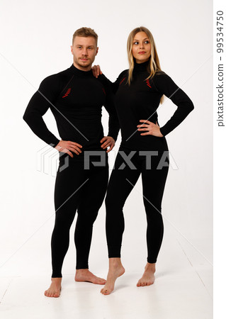 Sports family, husband and wife in thermal clothes. Sports family, husband and wife in thermal clothes. 99534750