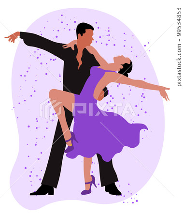 Dancing couple, man and woman dance tango. Illustration, vector Dancing couple, man and woman dance tango. Illustration, vector 99534853