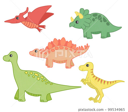 Smiling dinosaur illustration set Smiling dinosaur illustration set 99534965