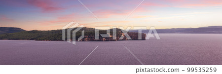 Panoramic View of Rocky Coast with Cliffs on the Mediterranean Sea. Panoramic View of Rocky Coast with Cliffs on the Mediterranean Sea. 99535259