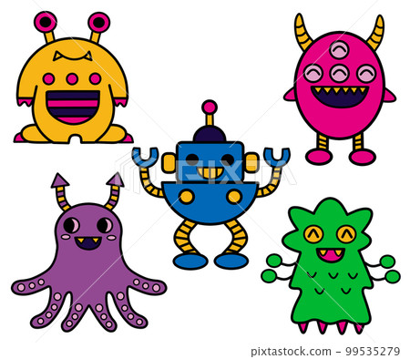 Illustration set of colorful monsters 99535279