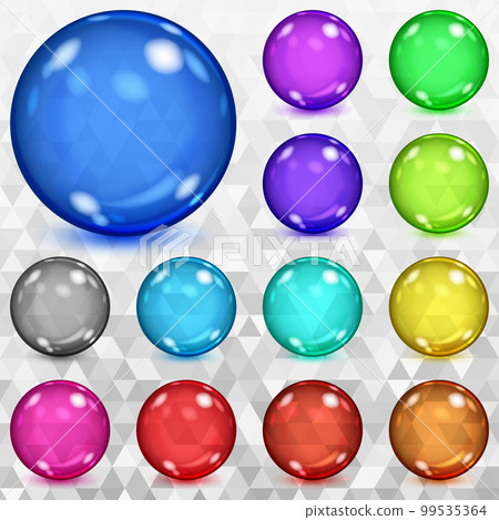 Set of multicolored transparent spheres Set of multicolored transparent spheres 99535364