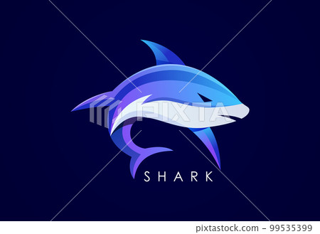 Modern Shark gradient logo. Fish logo design template. Seafood restaurant shop Logotype concept icon. Modern Shark gradient logo. Fish logo design template. Seafood restaurant shop Logotype concept icon. 99535399