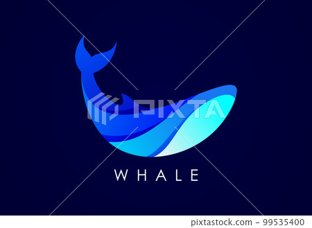 Modern Whale gradient logo. Fish logo design template. Seafood restaurant shop Logotype concept icon. Modern Whale gradient logo. Fish logo design template. Seafood restaurant shop Logotype concept icon. 99535400