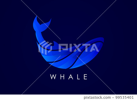 Modern Whale gradient logo. Fish logo design template. Seafood restaurant shop Logotype concept icon. 99535401