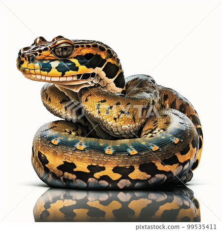 Anaconda isolated on white close-up, the largest snake in the world, spectacular reptile 99535411