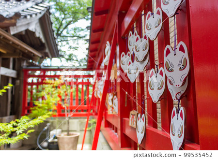 Fox ema prayer plaques at Asanogawa inari jinja, Kanazawa, Japan. 99535452