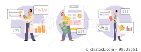 Budget plan concept. Evaluates his income and expenses, analyzes investments and savings Budget plan concept. Evaluates his income and expenses, analyzes investments and savings 99535551