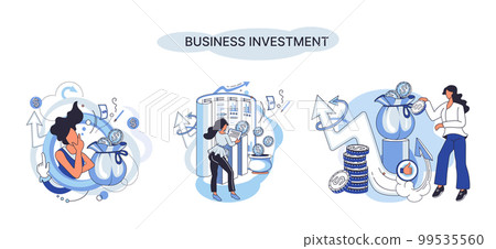 Business investment metaphor. Investment capital profit and income multiplying. Buying shares and funds, modern economy 99535560