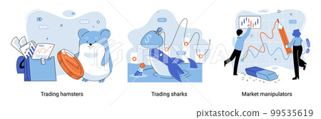 Whale emerges from water and holds gold coins on its nose. Inexperienced investor, bad investment Whale emerges from water and holds gold coins on its nose. Inexperienced investor, bad investment 99535619