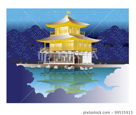 Kinkakuji reflected on the lake 99535913