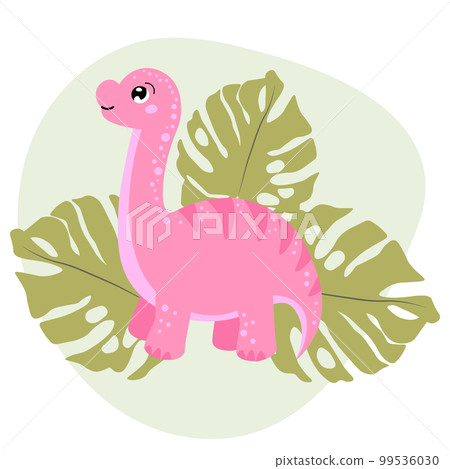 Cute baby dinosaur. Children's card, print. Cartoon illustration in flat style, vector 99536030