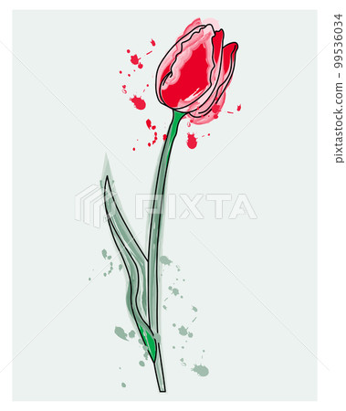 Watercolor tulip flower. Spring flowers illustration, poster, greeting card, vector Watercolor tulip flower. Spring flowers illustration, poster, greeting card, vector 99536034