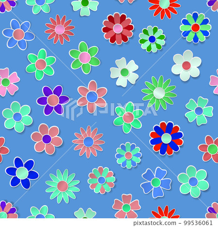 Seamless pattern of multicolored paper flowers Seamless pattern of multicolored paper flowers 99536061