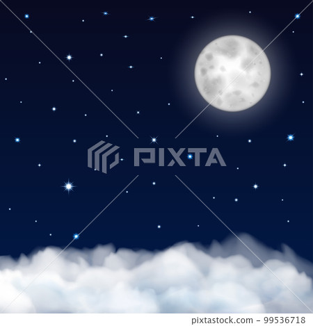 Night sky with moon, stars and clouds 99536718