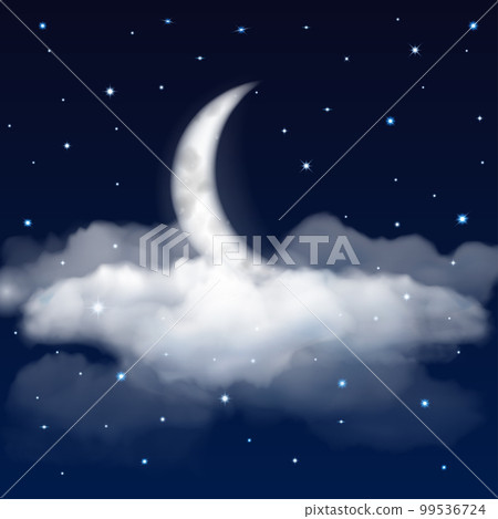 Night sky with moon, stars and clouds Night sky with moon, stars and clouds 99536724