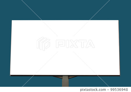 Blank white billboard against blue-green background - mock up Blank white billboard against blue-green background - mock up 99536948