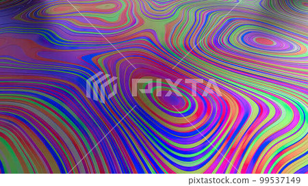 Abstract horizontal background with colorful holographic waves. Trendy texture in style retro 60s, 70s.  99537149