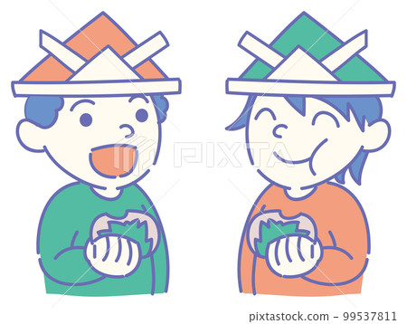 boy eating kashiwa mochi boy eating kashiwa mochi 99537811