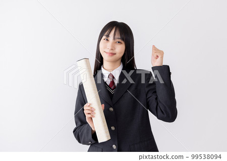 畢業典禮女高中生櫻花握拳 畢業典禮女高中生櫻花握拳 99538094