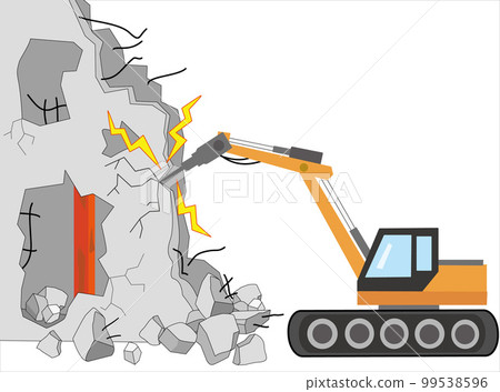 Building demolition work with heavy machinery. Building demolition work with heavy machinery. 99538596