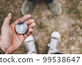 Traveler holding compass in hand 99538647