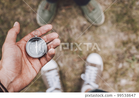 Traveler holding compass in hand 99538647