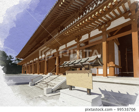 奈良縣奈良市水彩畫藥師寺講堂 99538706