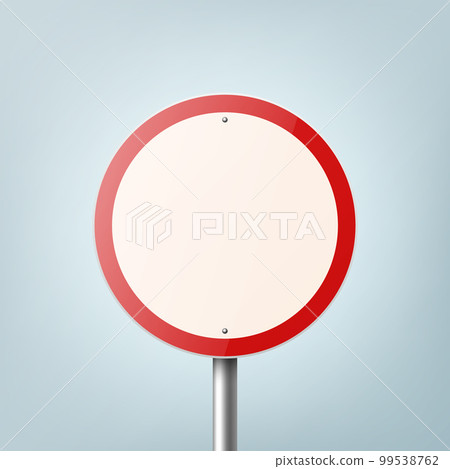 Do Not Enter. Vector White and Red Round Glossy Prohibition Stop Sign - Warning, Danger Sign Frame Icon Closeup. Dangerous Plate Design Template of Road Sign, Front View Do Not Enter. Vector White and Red Round Glossy Prohibition Stop Sign - Warning, Danger Sign Frame Icon Closeup. Dangerous Plate Design Template of Road Sign, Front View 99538762