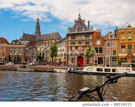Riverside of Spaarne in Haarlem, Netherlands 99539355