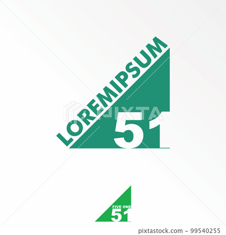 Number 51 or five one sans serif font inside triangle block image graphic icon logo design abstract concept vector stock. Can be used as a symbol associated with initial or sport 99540255
