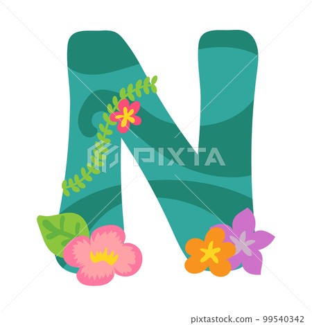 Colorful Flower Alphabet-N 99540342
