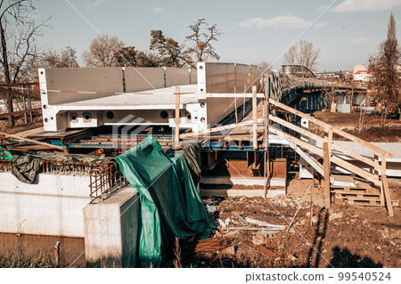 Construction of bridge in big european city 99540524