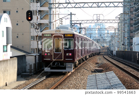 Hankyu train heading for Osaka Umeda Hankyu train heading for Osaka Umeda 99541663