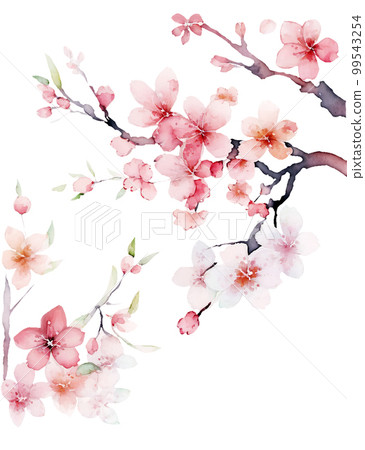 桃花水彩插圖/AI圖像 99543254