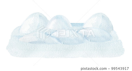Snowdrifts on the icy background. Watercolor illustration. Hand drawn snowy background, snowdrifts, bank of snow elements. Winter snowy landscape. North wintertime piles of snow and ice Snowdrifts on the icy background. Watercolor illustration. Hand drawn snowy background, snowdrifts, bank of snow elements. Winter snowy landscape. North wintertime piles of snow and ice 99543917