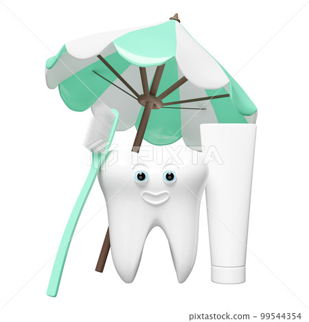 3d dental molar teeth model icon with toothbrush, toothpaste tube, umbrella isolated. tooth decay prevention, health of white teeth, oral care, 3d render illustration 3d dental molar teeth model icon with toothbrush, toothpaste tube, umbrella isolated. tooth decay prevention, health of white teeth, oral care, 3d render illustration 99544354