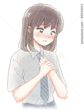被要求剪頭髮時哭的長發男學生插畫 99544451