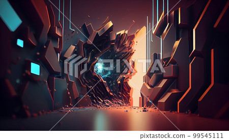 A Futuristic Dynamic Depths Abstract Background, Generative AI, Illustration, This image depicts a futuristic and dynamic abstract background, featuring layers of depth and movement. 99545111