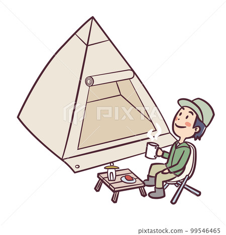 一個人獨自露營的插圖 99546465