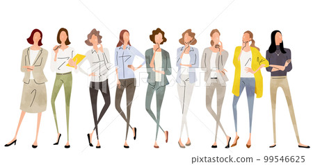 矢量插圖素材:思考、懷疑女性、商務人士集 矢量插圖素材:思考、懷疑女性、商務人士集 99546625
