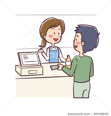 帶有用於電暈對策的丙烯酸板的收銀機的插圖 帶有用於電暈對策的丙烯酸板的收銀機的插圖 99546640