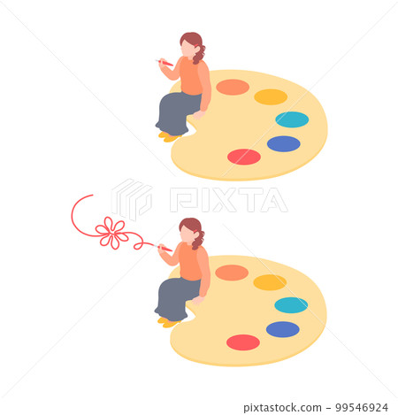 一位藝術家畫一幅畫的插圖 一位藝術家畫一幅畫的插圖 99546924