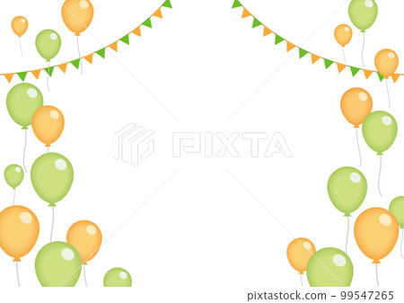 Frame of yellow-green and orange balloons Frame of yellow-green and orange balloons 99547265